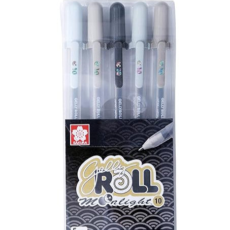 Sakura Moonlight Gelly Roll pens set of 5 Grey