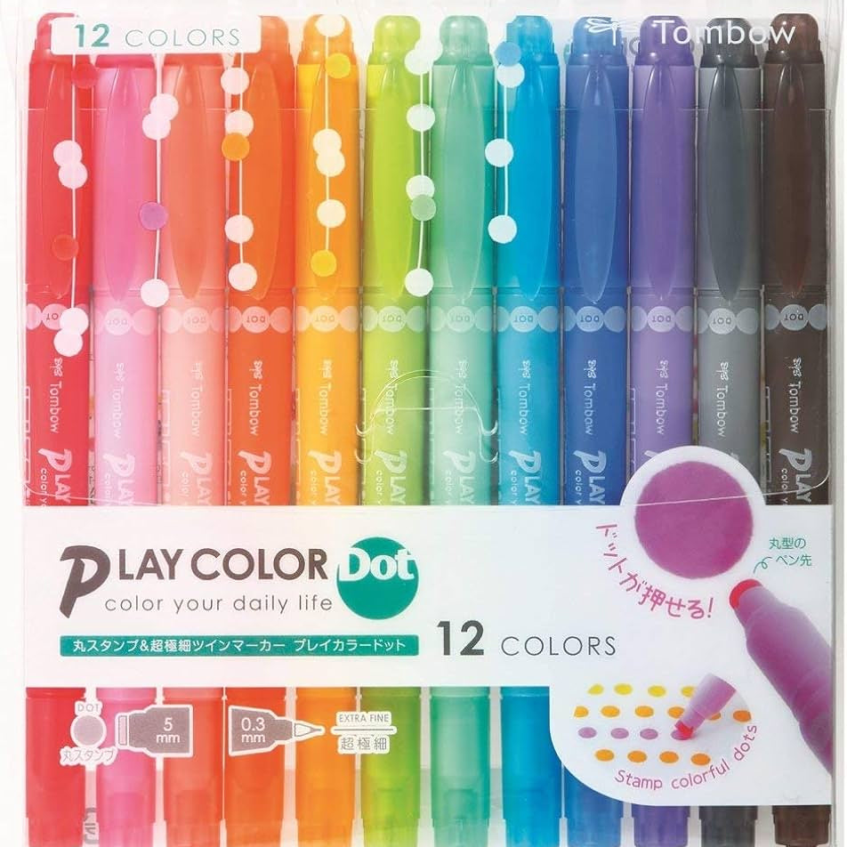 tombow mono play color dot twin tip marker set of 12