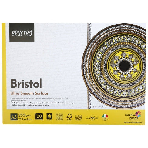 BRUSTRO BRISTOL GLUED PAD 250GSM A3