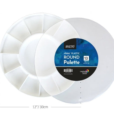 BRUSTRO PLASTIC PALETTES ROUND WITH LID 13 WELLS 30CM