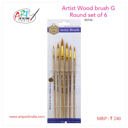 Artpark KEEP SMILING ARTIST WOOD BRUSH G ROUND SET 6