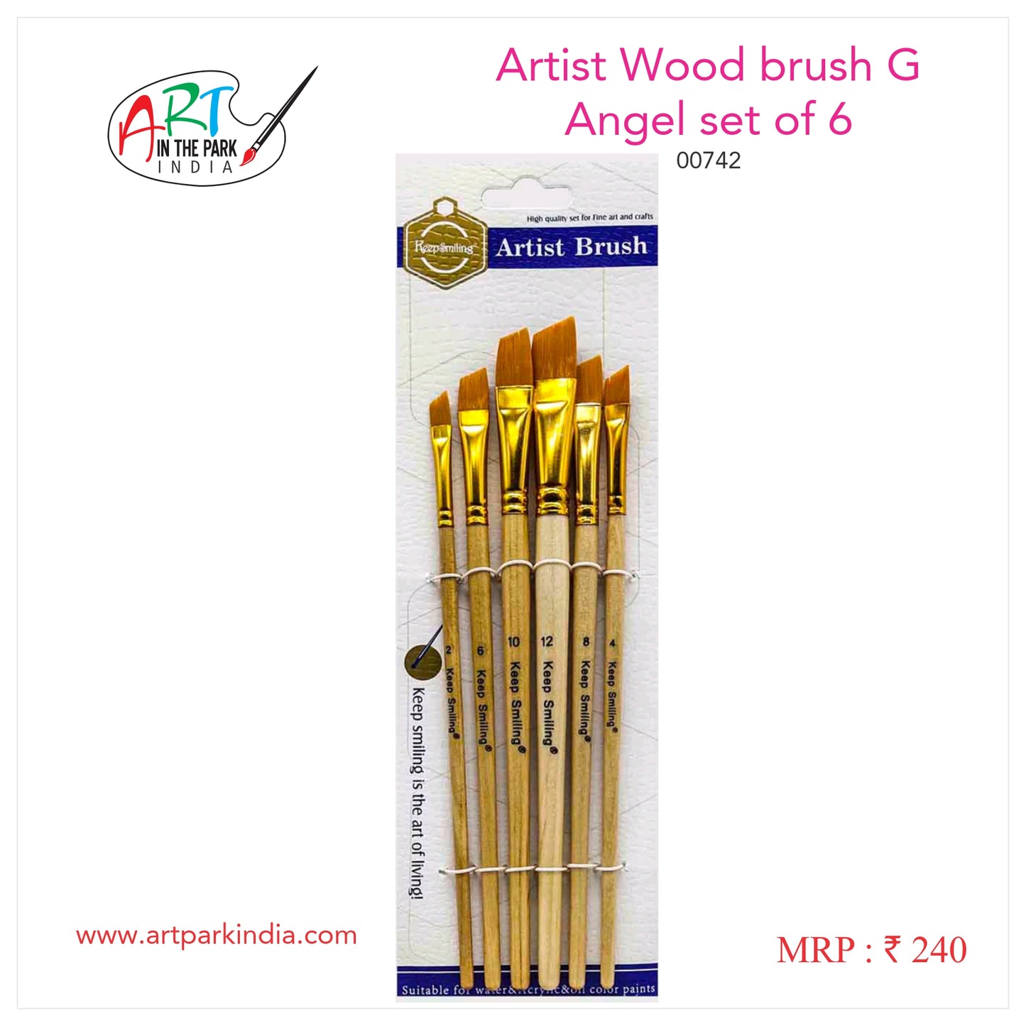 Artpark KEEP SMILING ARTIST WOOD BRUSH G ANGEL SET 6