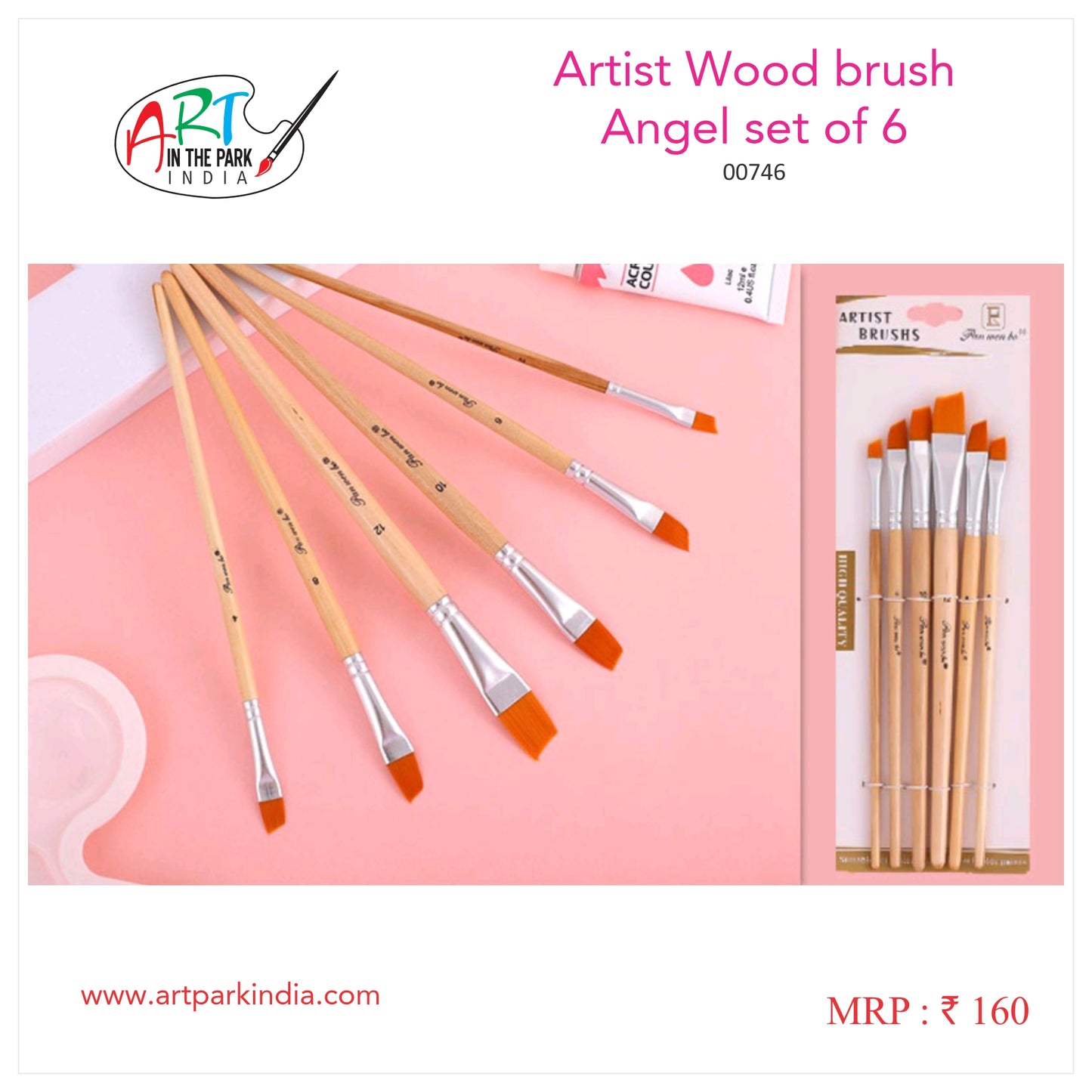 ARTIST WOOD BRUSH ANGEL SET OF 6