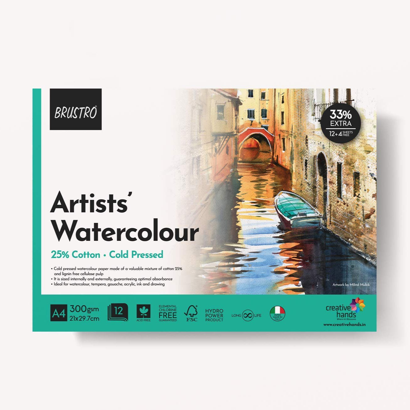 BRUSTRO WATERCOLOUR GLUE PAD 300GSM A4