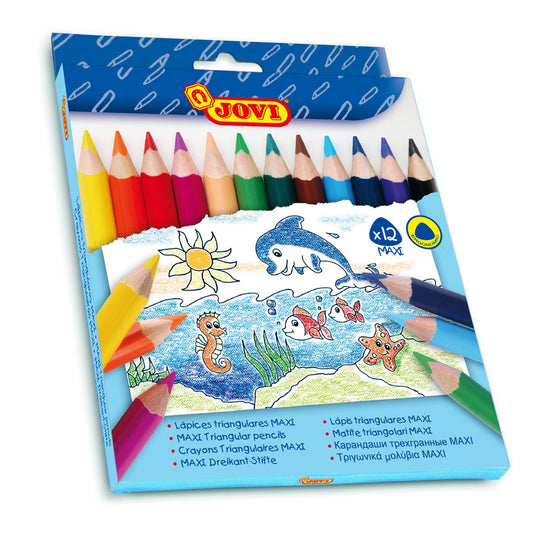 JOVI MAXI COLOURED WOODEN PENCILS SET OF 12