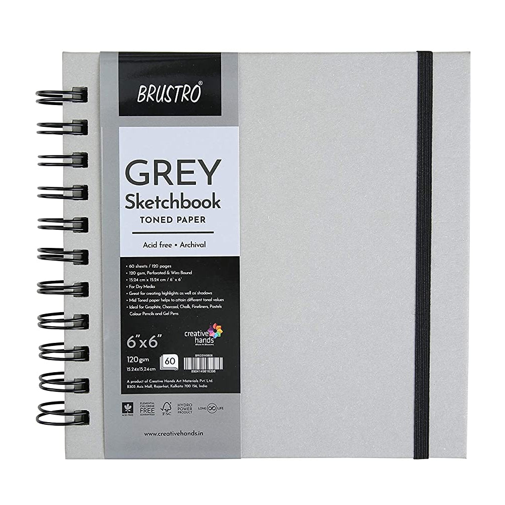 BRUSTRO SKETCHBOOK GRAY TONED 120GSM 6X6