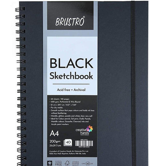 BRUSTRO SKETCHBOOK BLACK TONED 200GSM A4