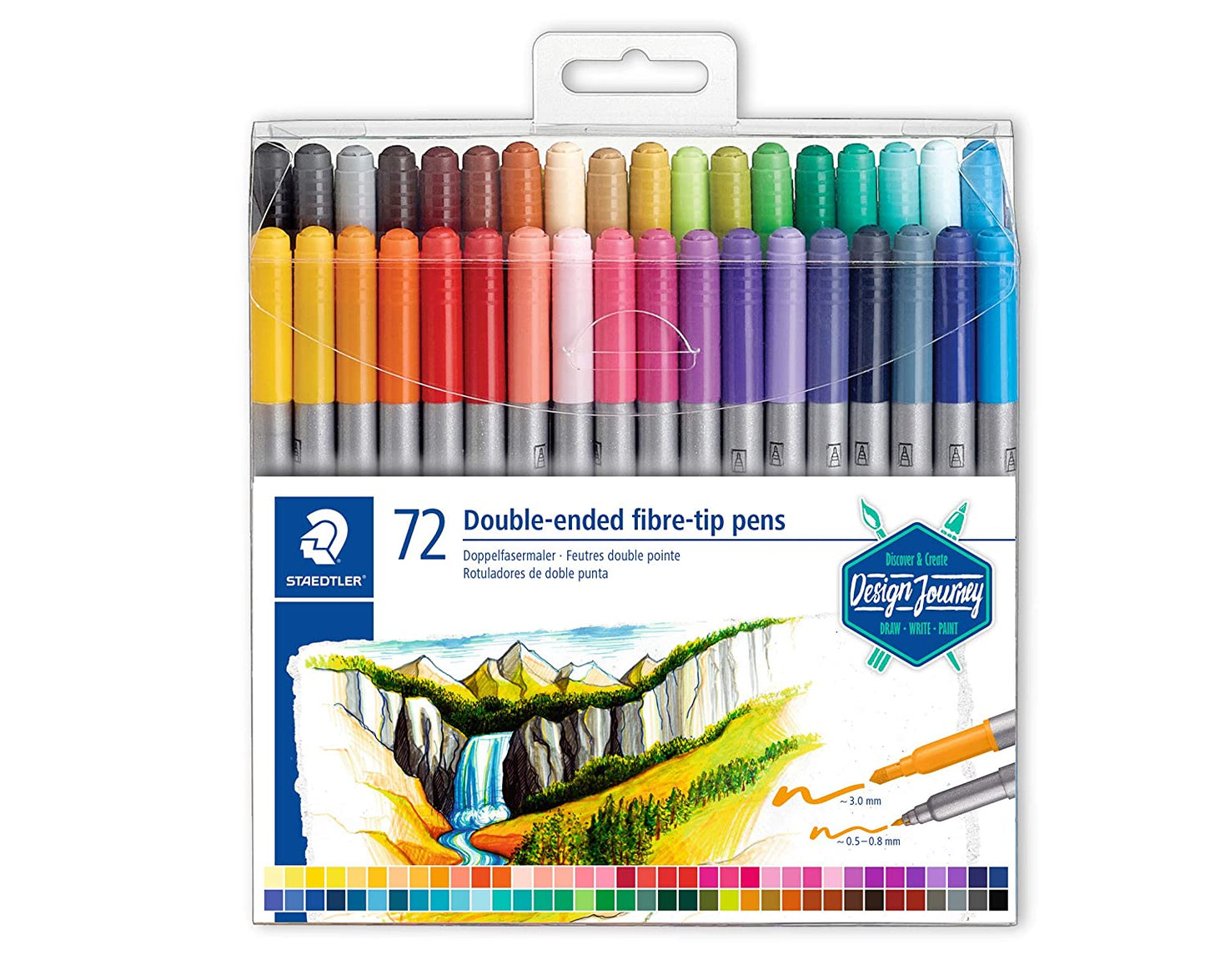STAEDTLER DOUBLE ENDED FIBER TIP MARKER SET OF 72-3200 TB72
