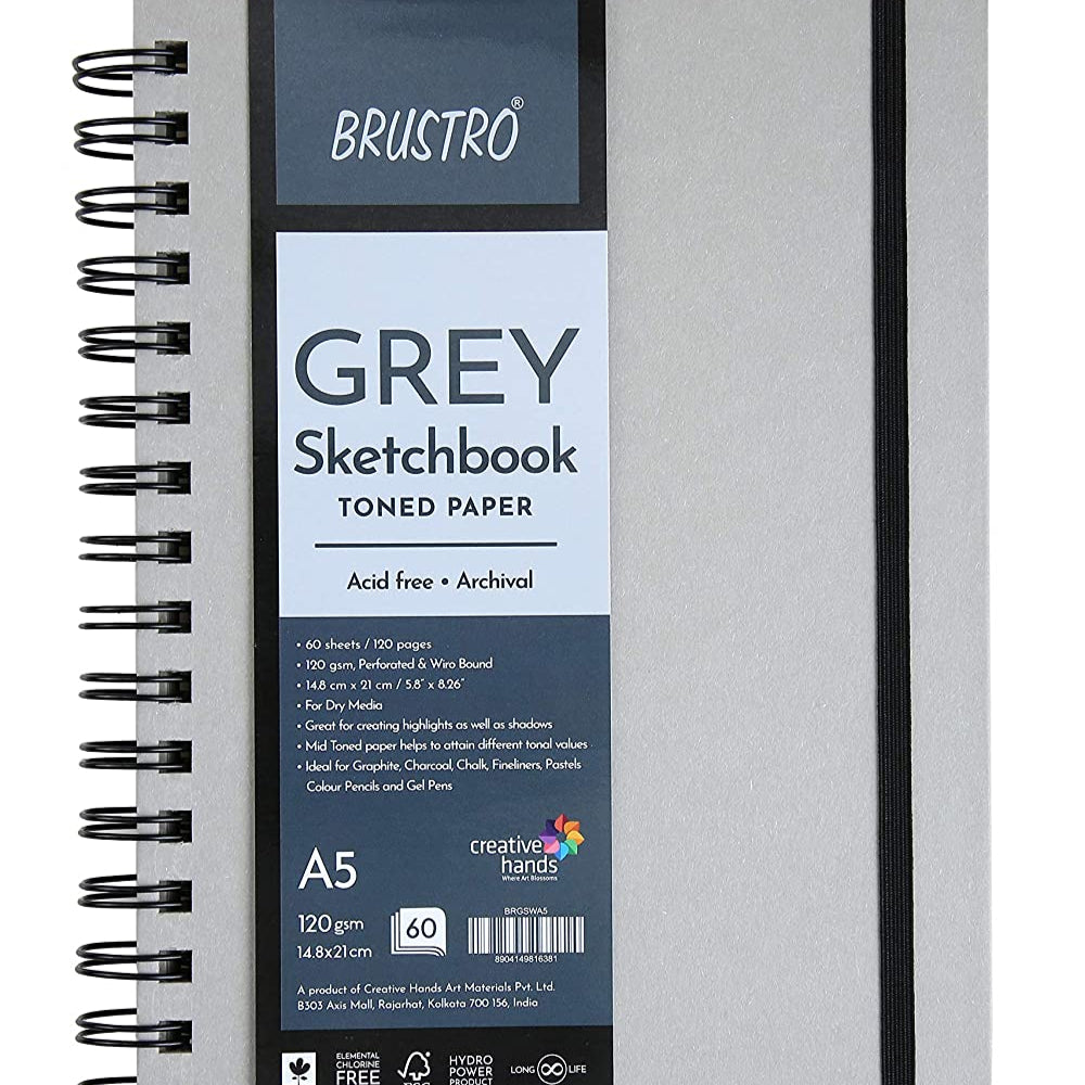 BRUSTRO SKETCHBOOK GRAY TONED 120GSM A5