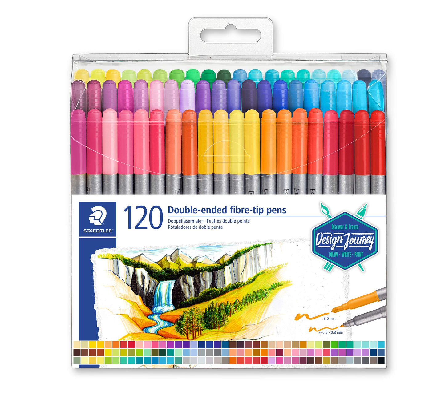 STAEDTLER DOUBLE ENDED FIBER TIP MARKER SET OF 120-3200 TB120