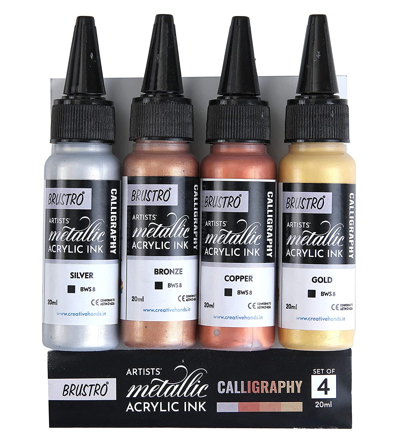 BRUSTRO METALIC CALLIGRAPHY INK SET OF 4 20ML