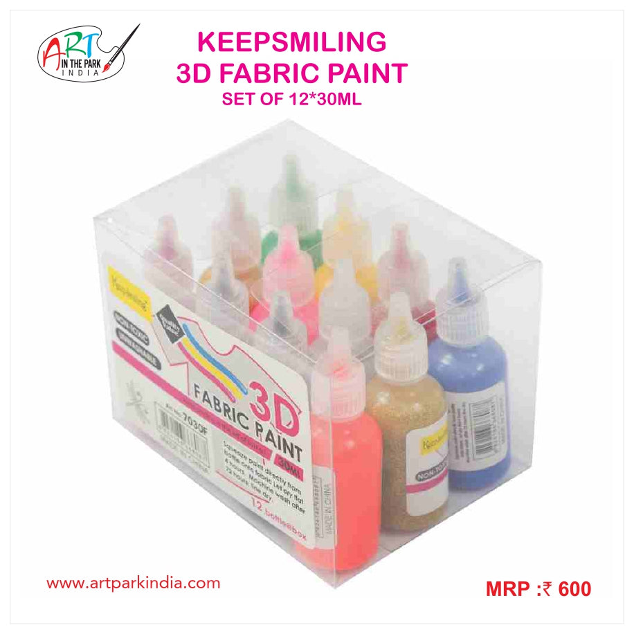KEEPSMILING 3D FABRIC PAINT SET OF 12*30ml