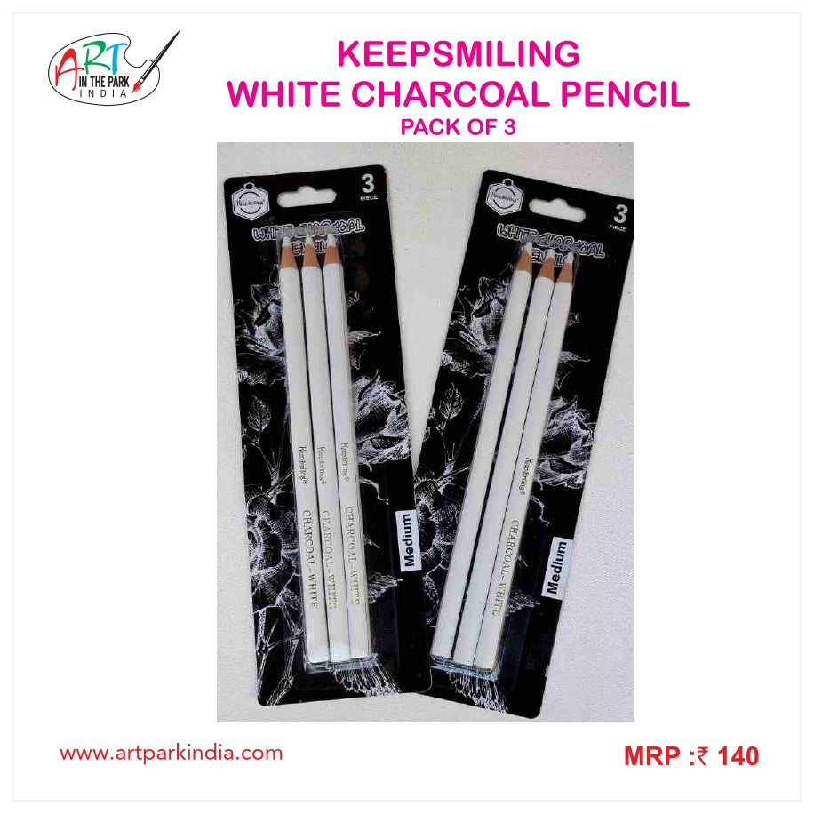 KEEPSMILING WHITE CHARCOAL PENCIL PACK OF 3