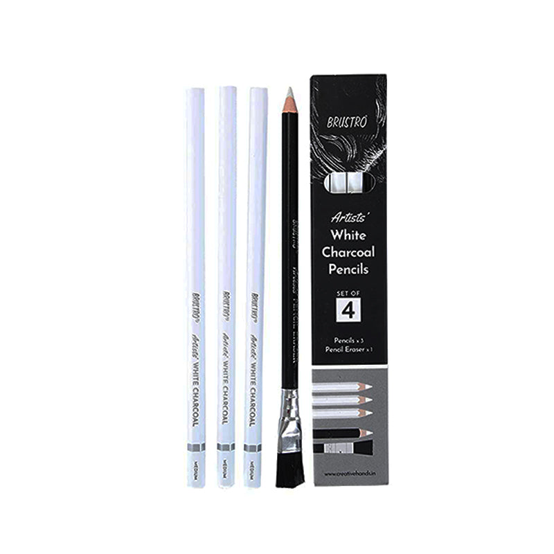 BRUSTRO WHITE CHARCOAL PENCILS SET OF 4
