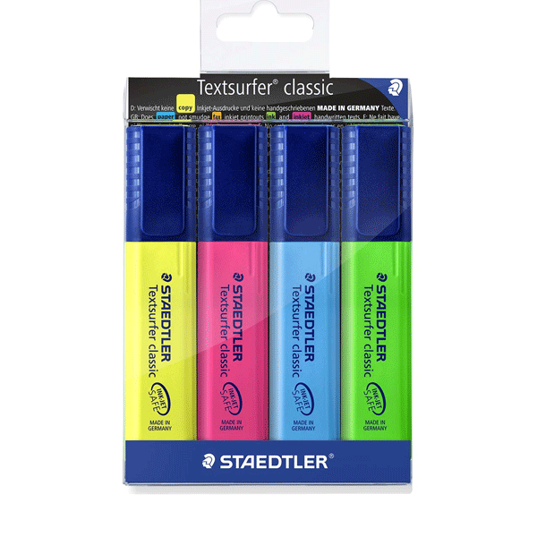 STAEDTLER TEXTSURFER CLASSIC HIGHLIGHTER SET OF 4-364 WP4
