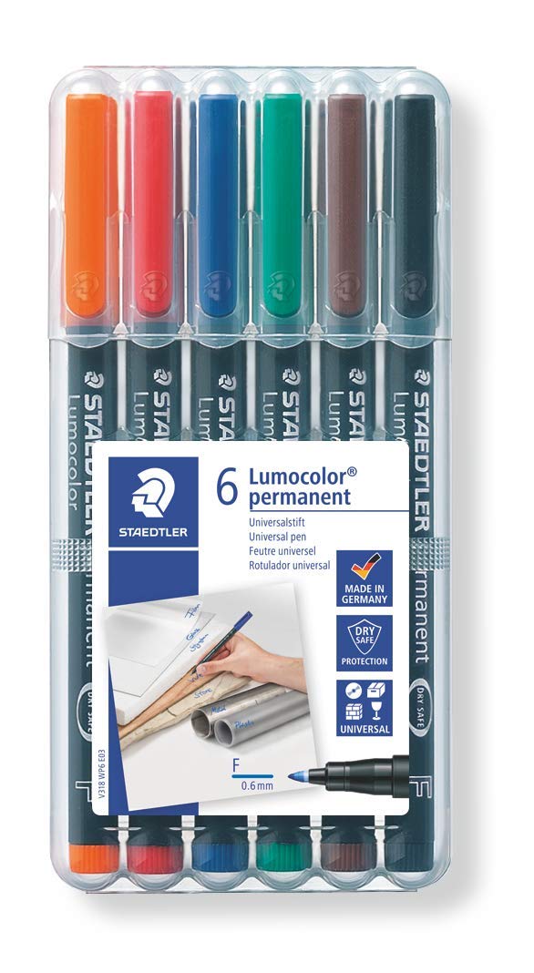 STAEDTLER LUMOCOLOUR PERMANENT FINE SET OF 6-318 WP6