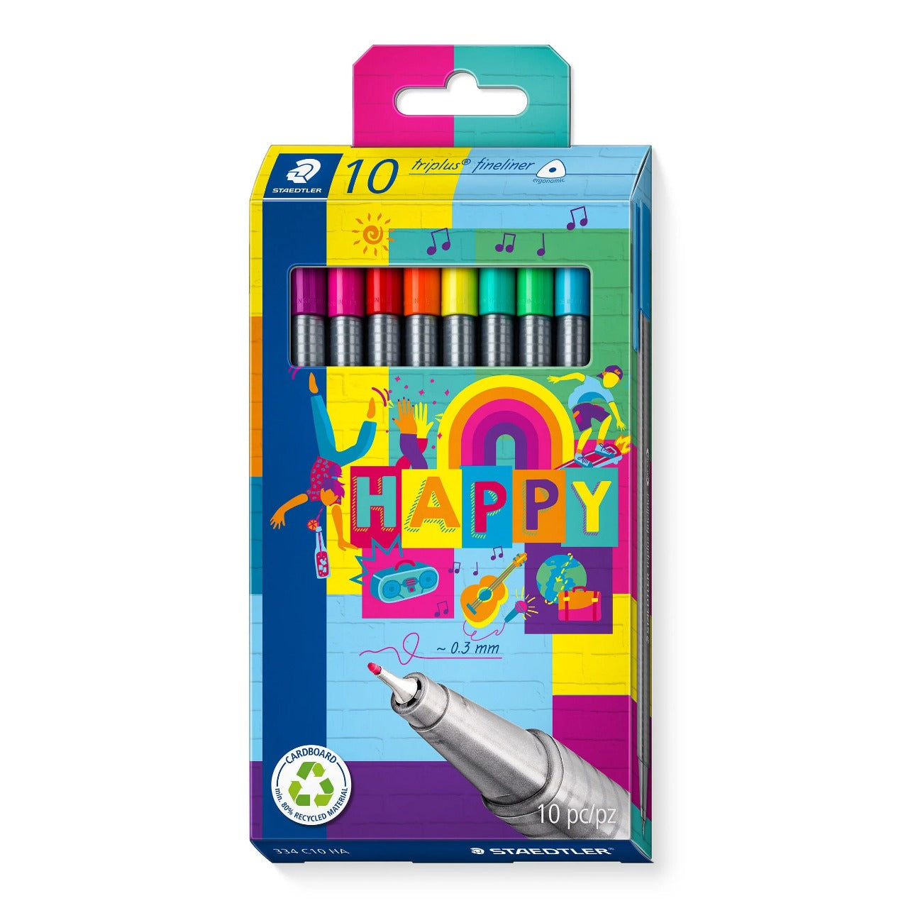 STAEDTLER TRIPLUS HAPPY FINELINER SET OF 10-334 C10 HA