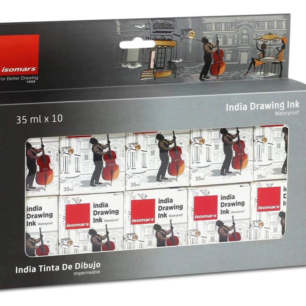 ROTRING ISOMARS INDIA DRAWING INK 35ML SET OF 10