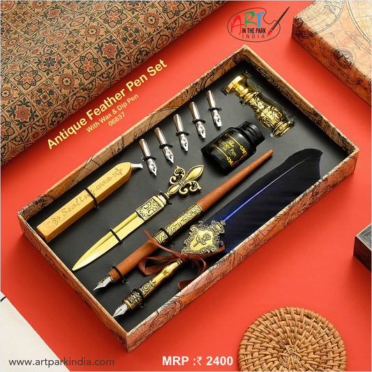 El-dorado Antique Feather Pen Set ( RANDOM COLOR )