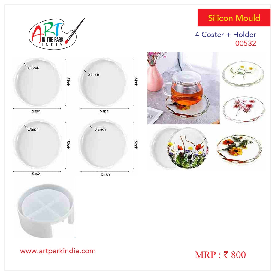 Artpark silicon mould 4coster + Stand 00532