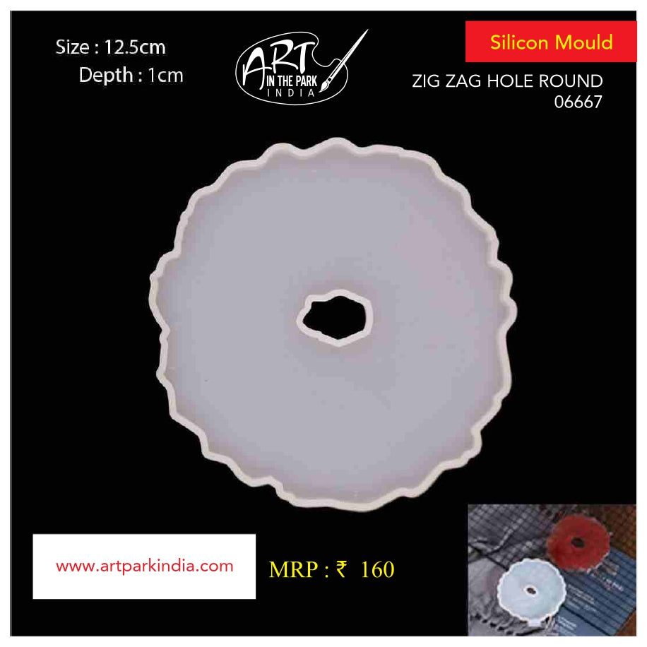 Artpark Silicon Mould zig zag round with hole-06667