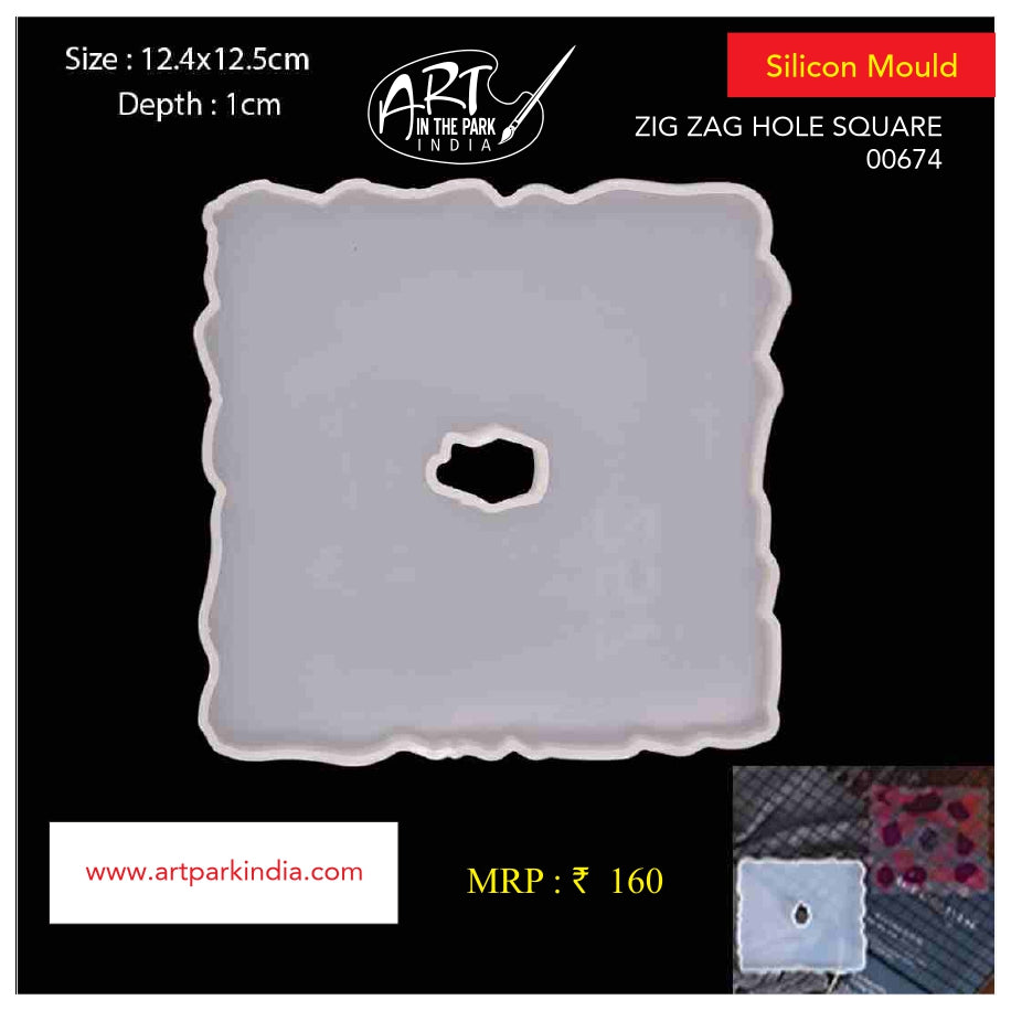 Artpark Silicon Mould zig zag Square with hole-00674