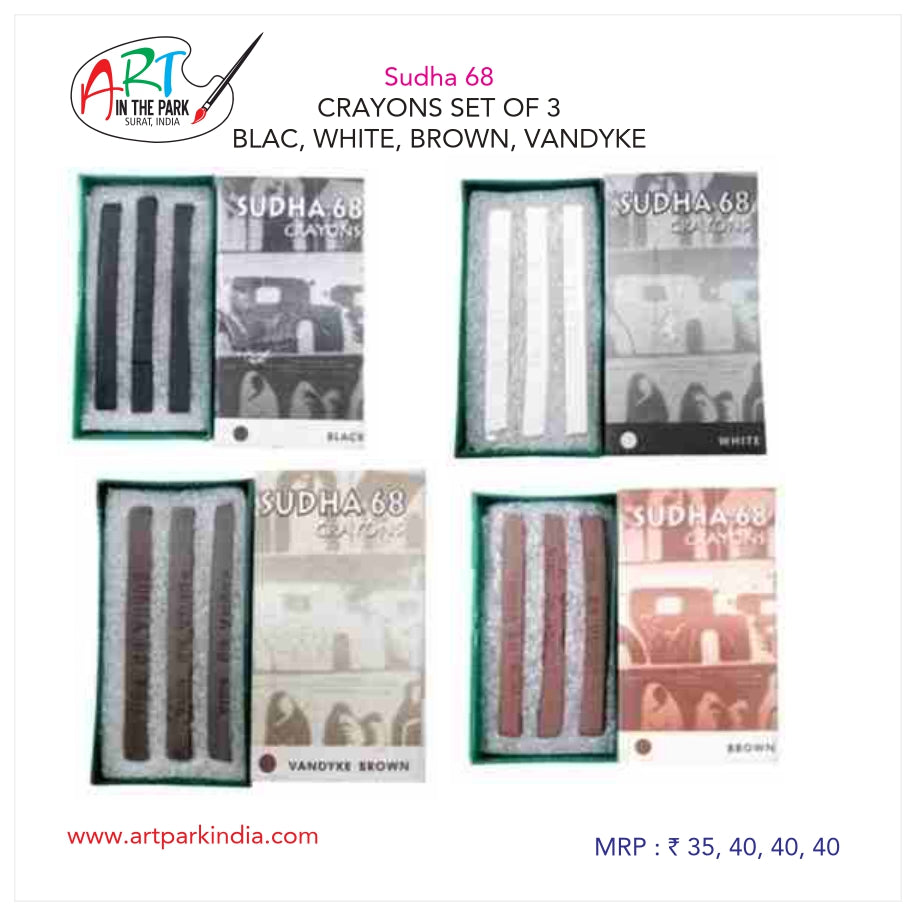 SUDHA 68 CRAYONS SET OF 3 BROWN