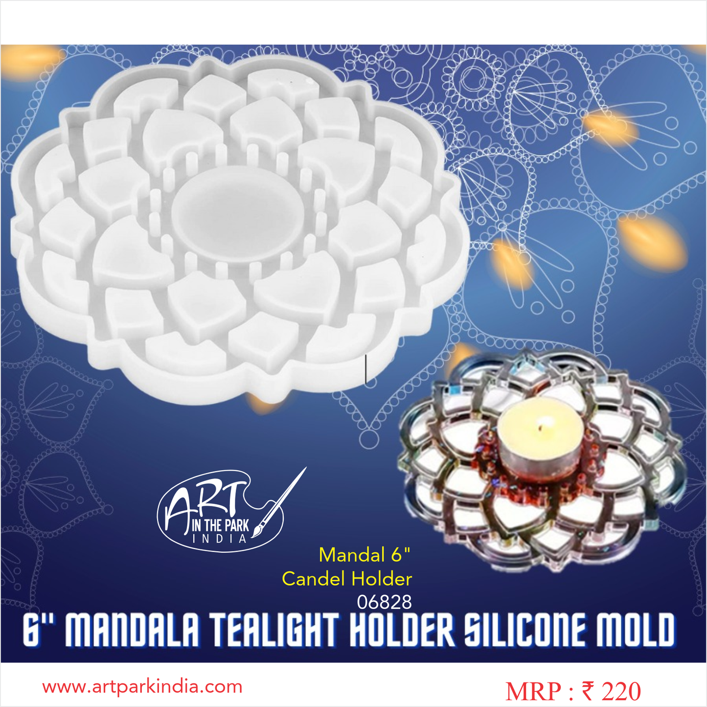 Artpark Silicon Mould Mandala 6" Candel Holder
