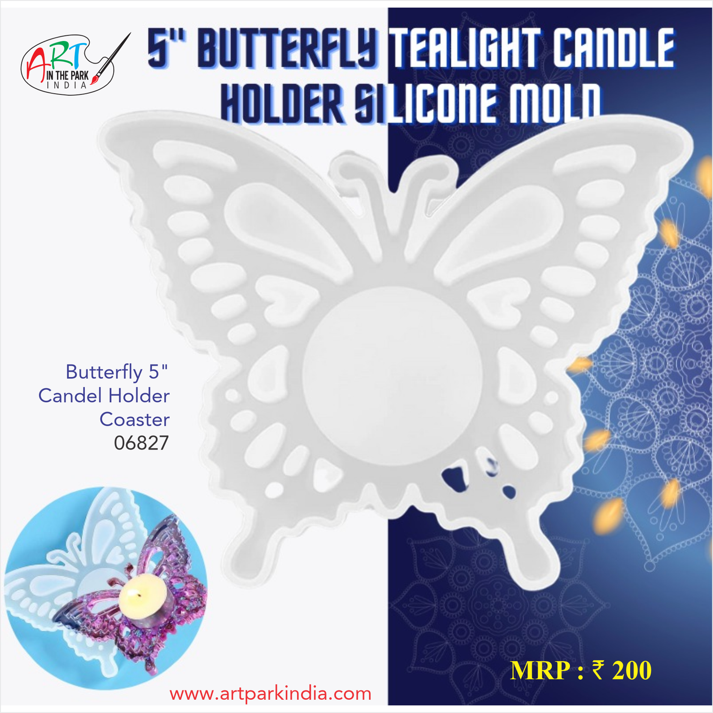 Artpark Silicon Mould Butterfly 5" Candel Holder 06827