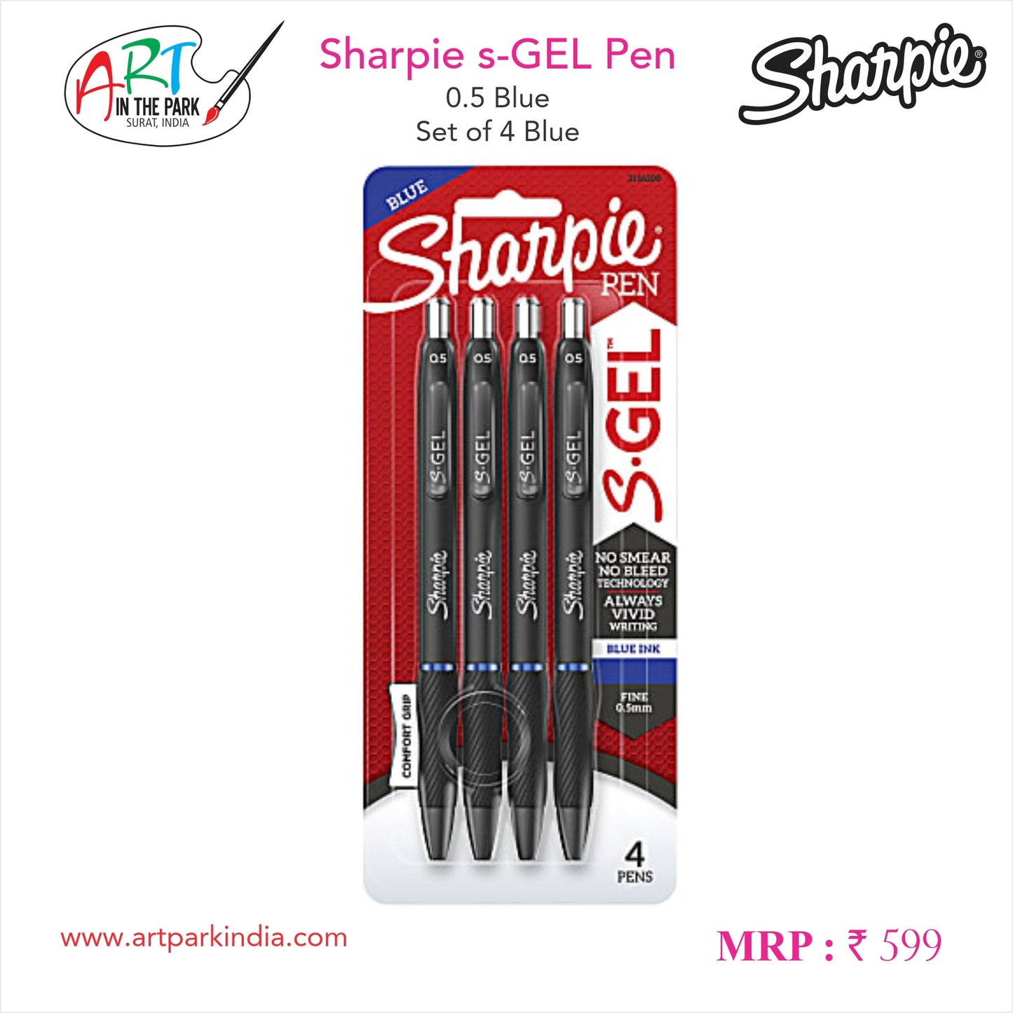 SHARPIE s-GEL PEN 0.5 BLUE SET OF 4
