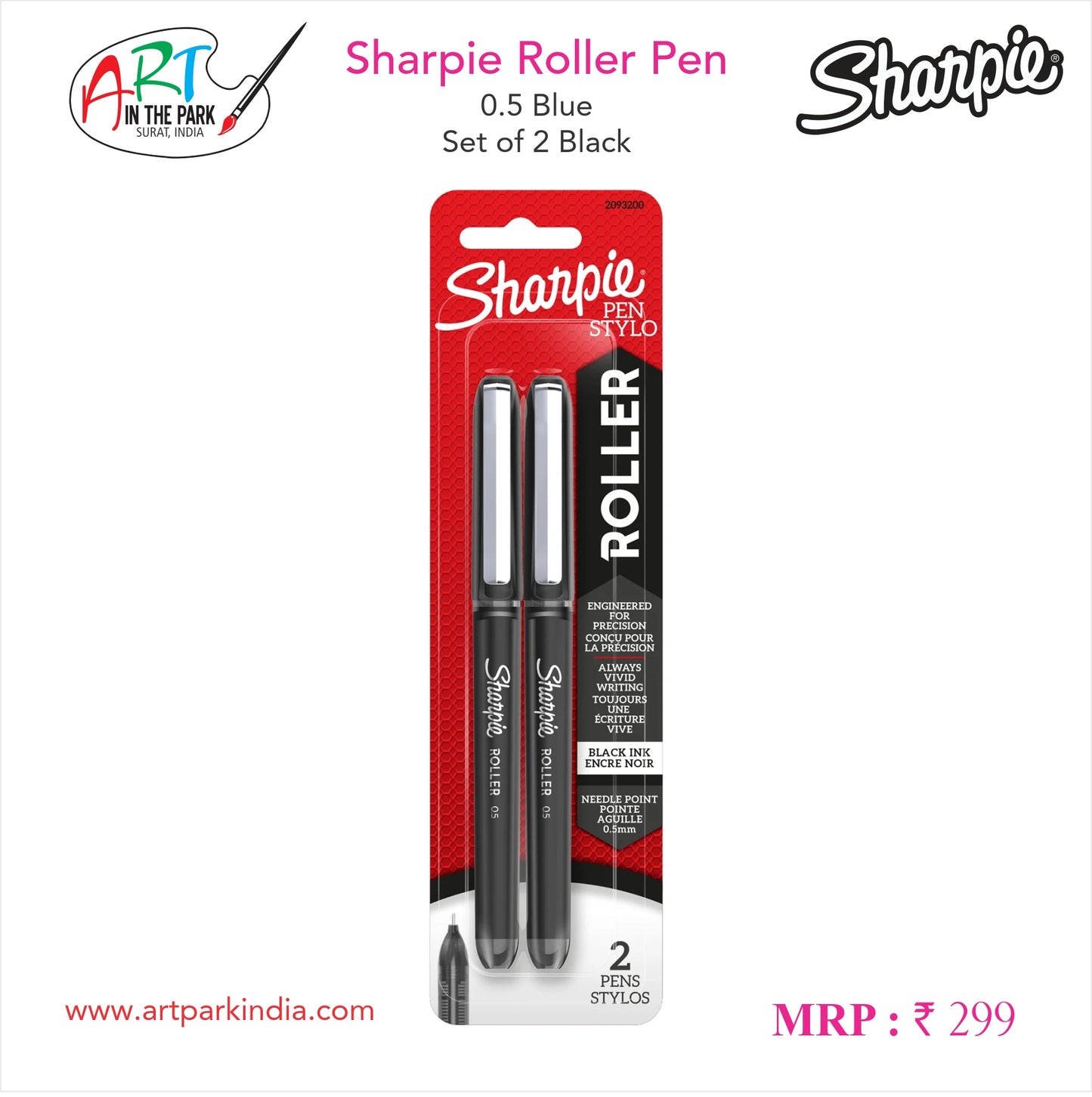 SHARPIE ROLLER PEN 0.5 BLUE SET OF 2 BLACK