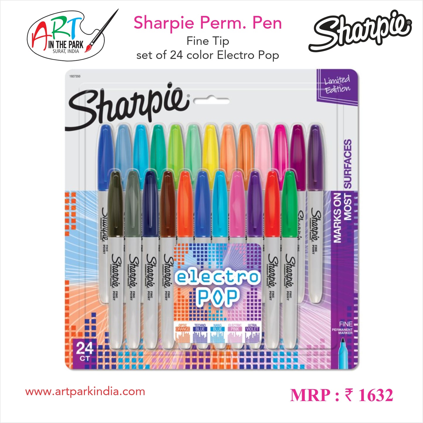 SHARPIE PERM. PEN FINE TIP SET OF 24 COLOUR ELECTRO POP