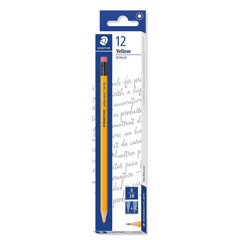 STAEDTLER YELLOW PENCIL WITH ERASER 2B-134 2B