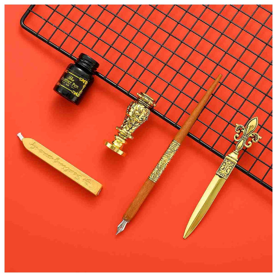 El-dorado Antique Feather Pen Set ( RANDOM COLOR )