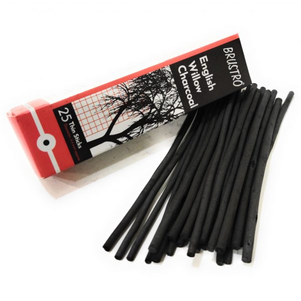 BRUSTRO ENGLISH WILLOW CHARCOAL 25 THIN STICKS