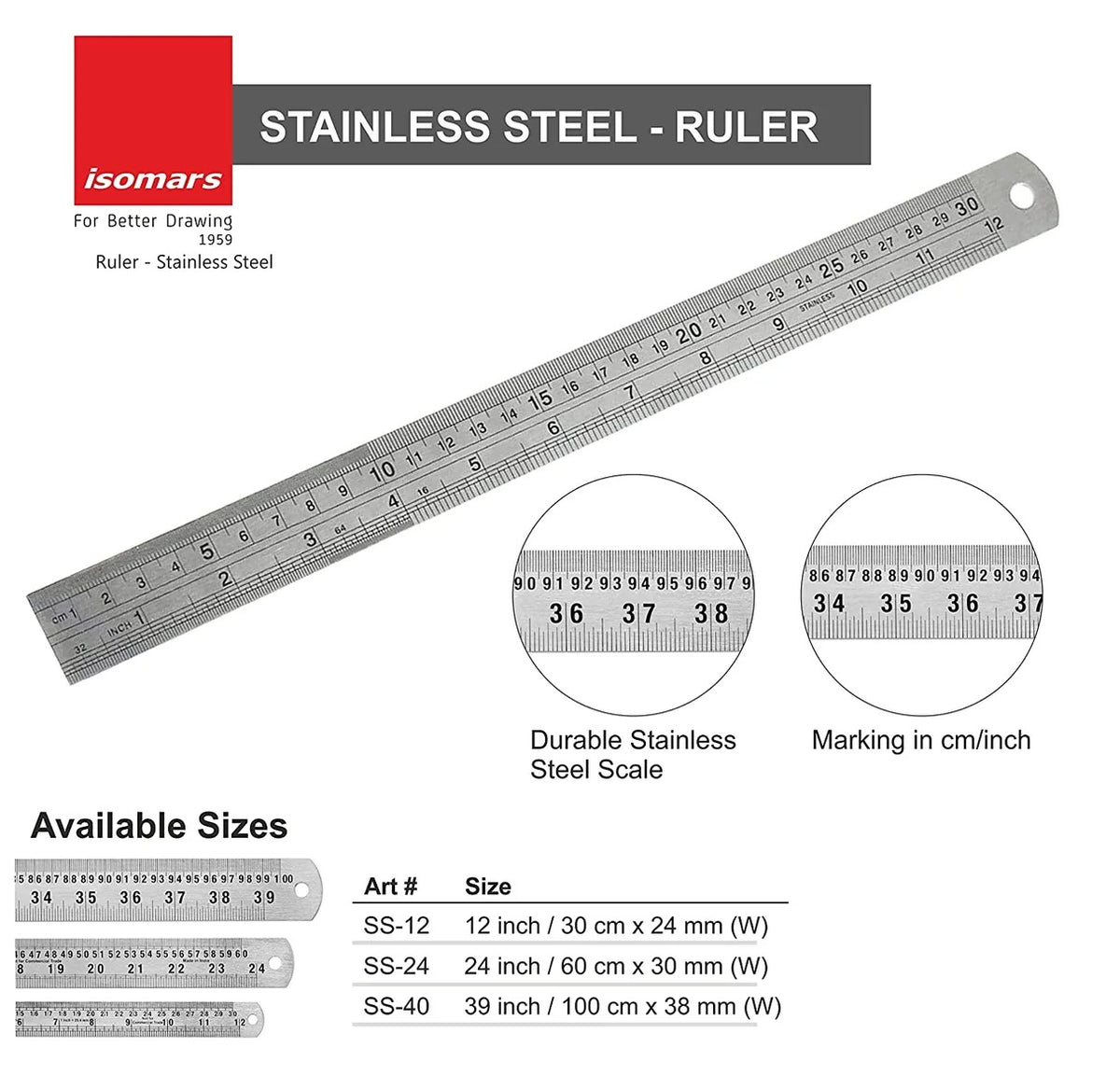 Isomars Steel Scale  24 Inch