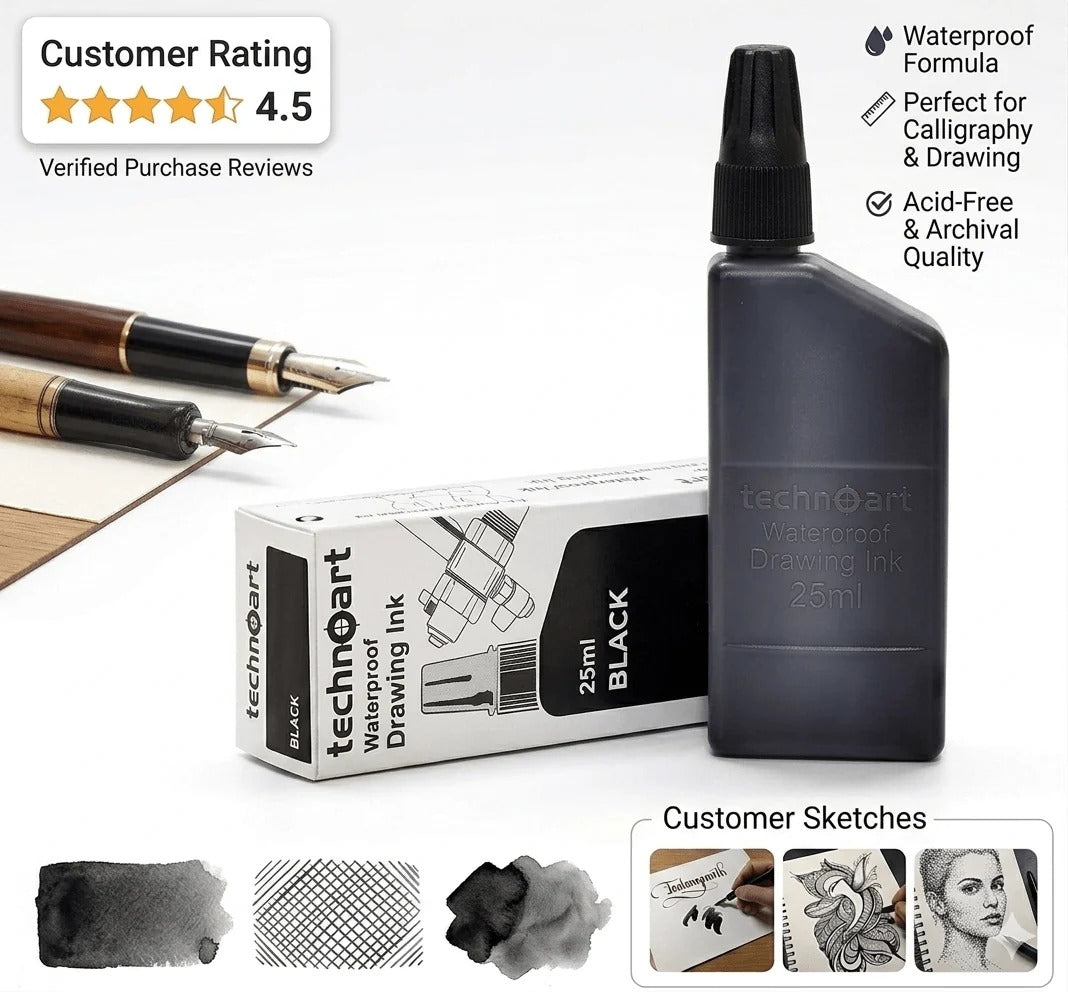 Technical Waterproof Drawing Ink Black 25ml NK100bk