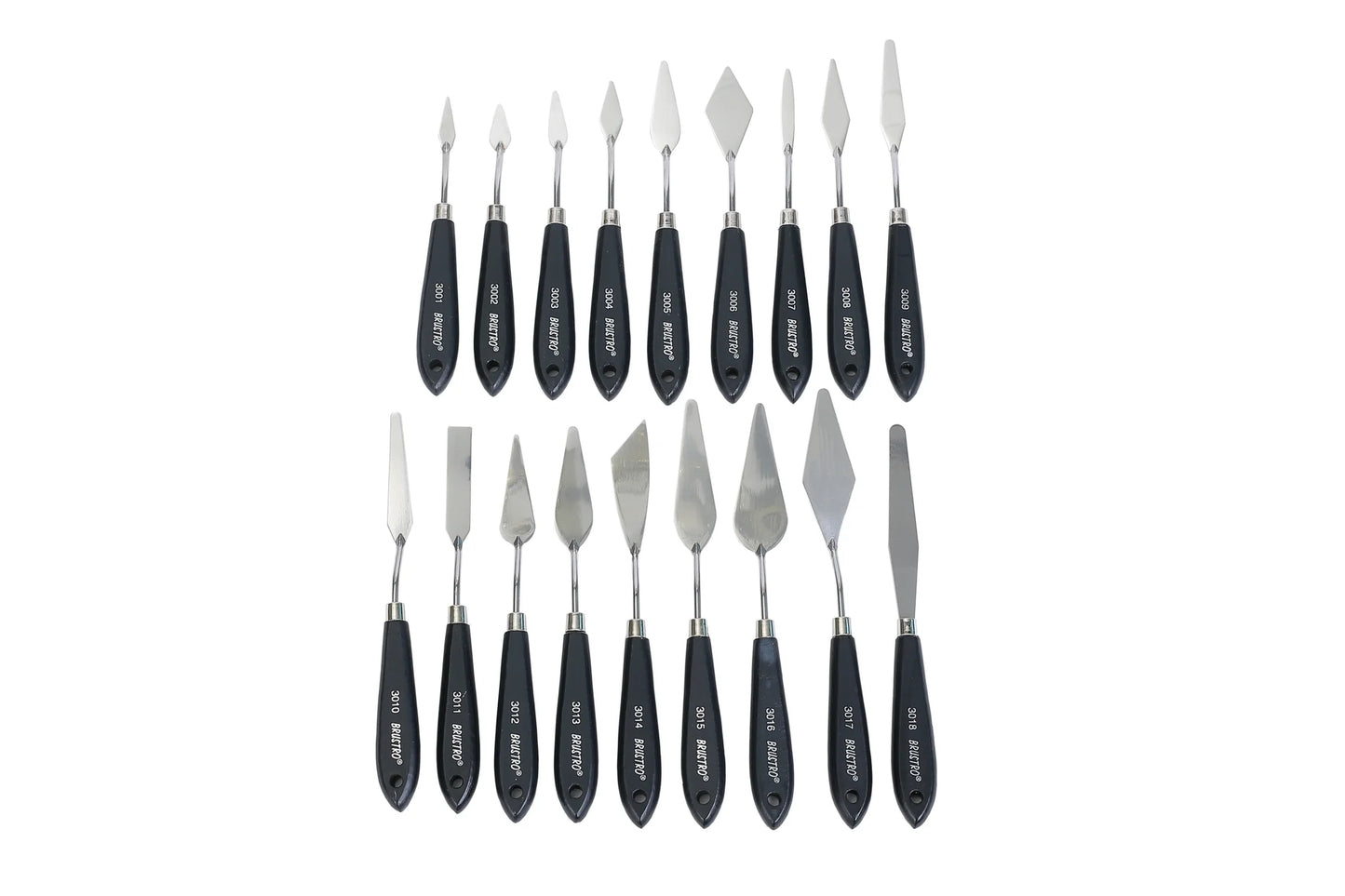 BRUSTRO PALETTE KNIVES COMPLETE RANGE SET OF 18