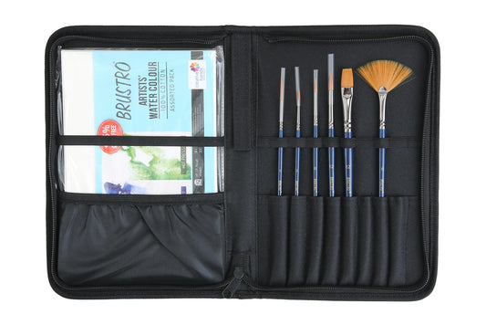 BRUSTRO WATERCOLOUR BRUSH TRAVEL SET-B PACK OF 6+1