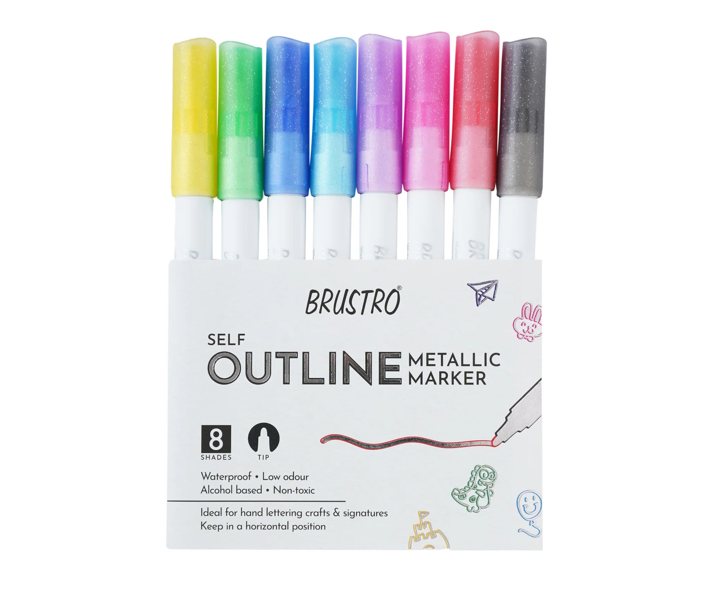 BRUSTRO SELF METALIC OUTLINE SET OF 8