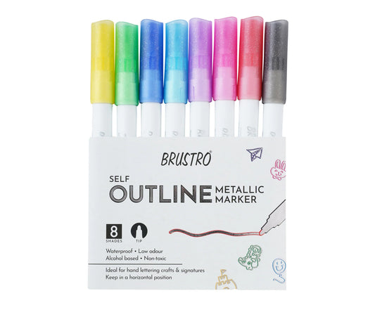 BRUSTRO SELF METALIC OUTLINE SET OF 8