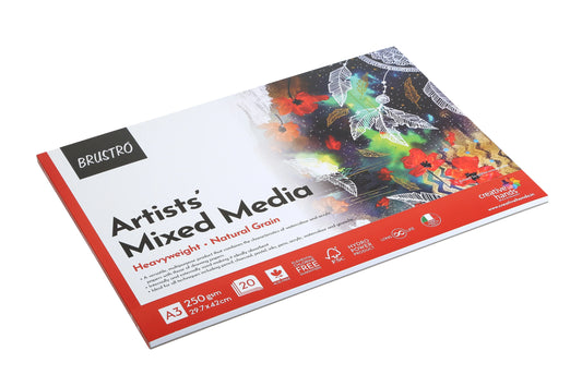 BRUSTRO MIXEDMEDIA GLUED PAD 250GSM A3