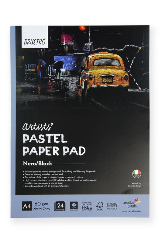 BRUSTRO PASTEL PAPER PAD A4 BLACK