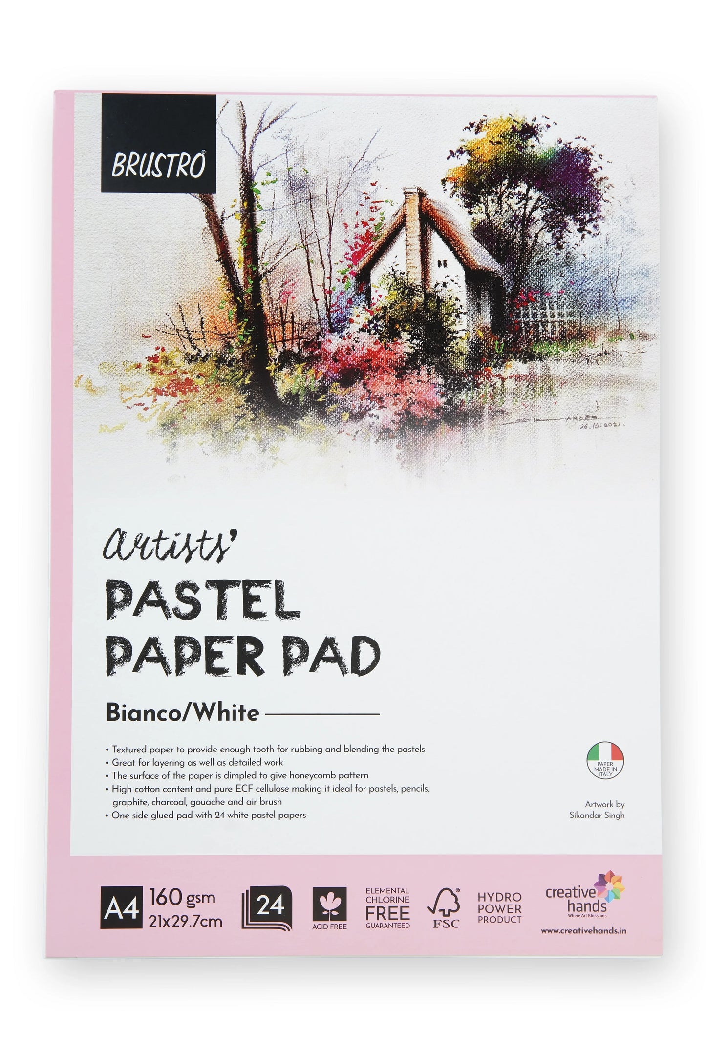 BRUSTRO PASTEL PAPER PAD A4 WHITE