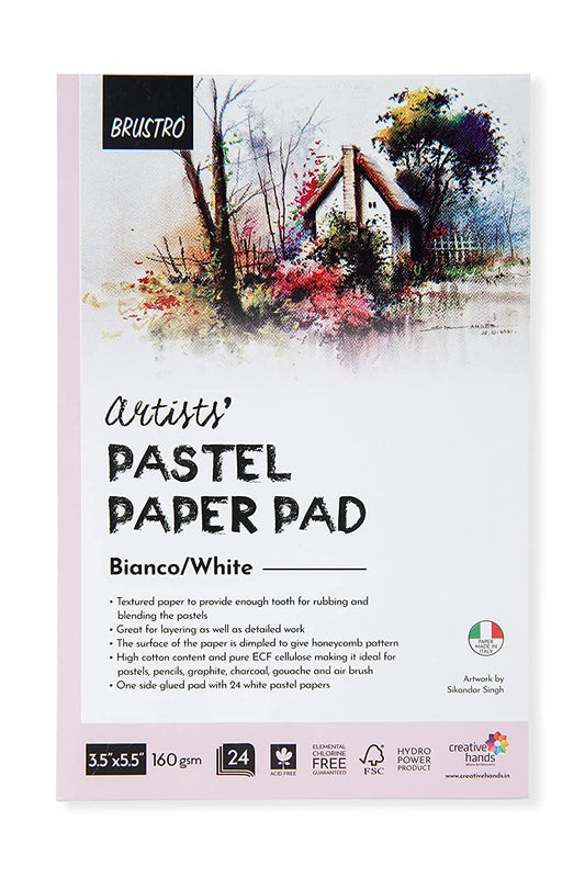 BRUSTRO PASTEL PAPER PAD 3.5'X5.5" WHITE