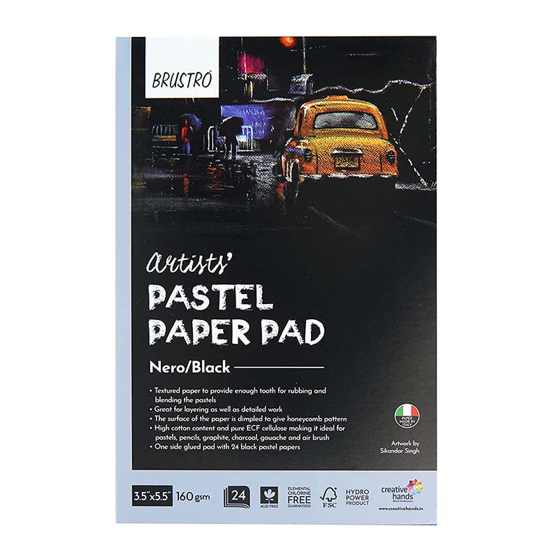 BRUSTRO PASTEL PAPER PAD 3.5"X5.5" BLACK