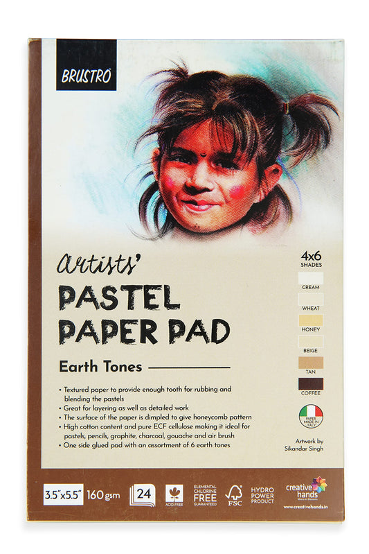 BRUSTRO PASTEL PAPER PAD 3.5"X5.5" EARTH TONE