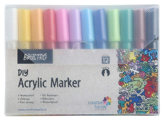 BRUSTRO DIY ACRYLIC MARKER SET OF 12 2MM