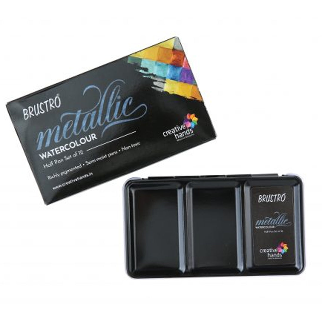 BRUSTRO ARTISTS' METALIC WATERCOLOUR HALF PEN SET OF 12