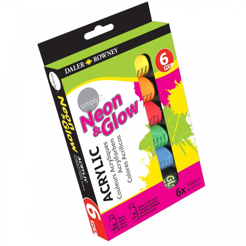 Daler Rowney Acrylic Neon & Glow Tube Set of 12ml